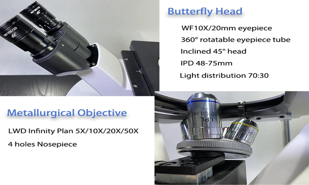 Metallogrphy microscope inverted microscope 50X-500X details